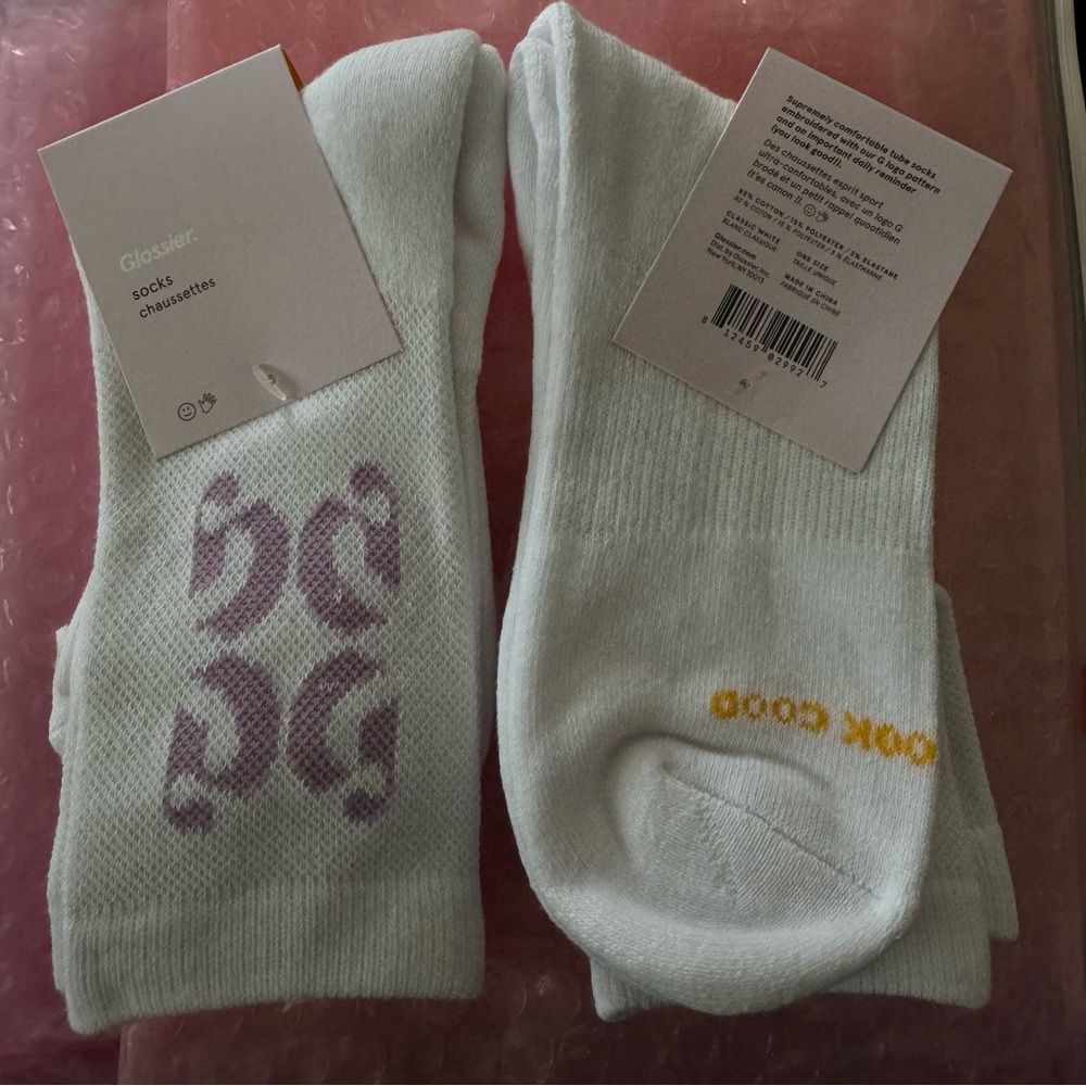 Glossier You Look Good Socks NWT